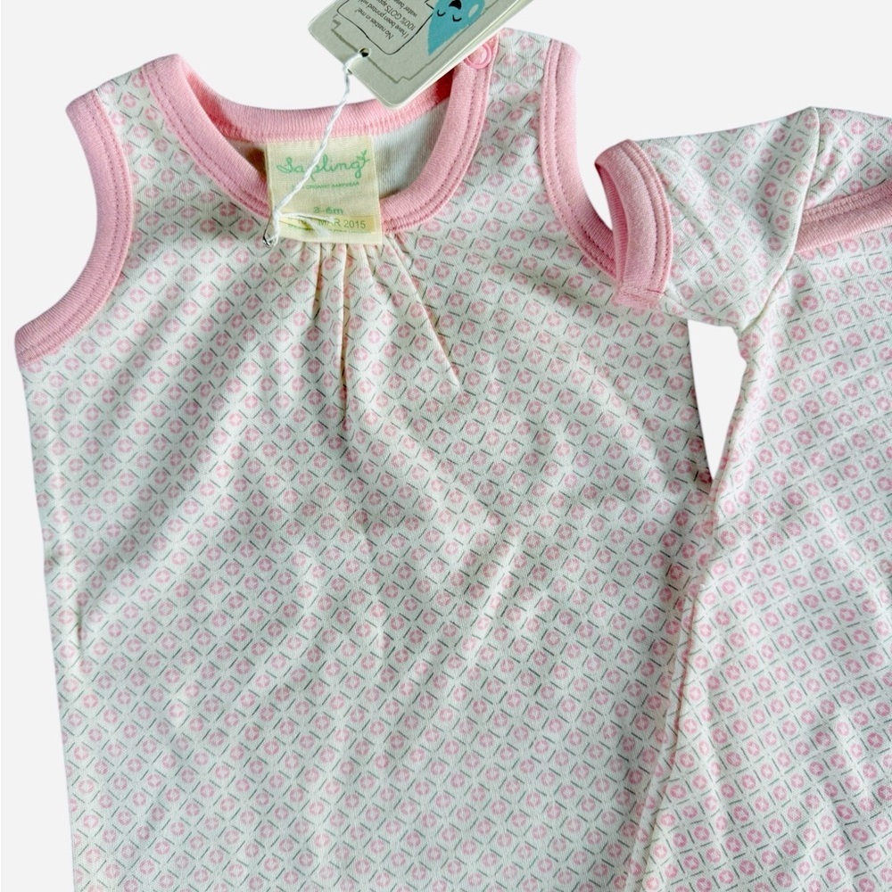 NWTS Sapling child Tank & Tee shirt combo, pink/white, 0-3, 3-6m
